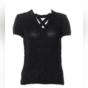 $1,200 OSCAR DE LA RENTA BLUE HAND KNIT PATTERN SWEATER US M